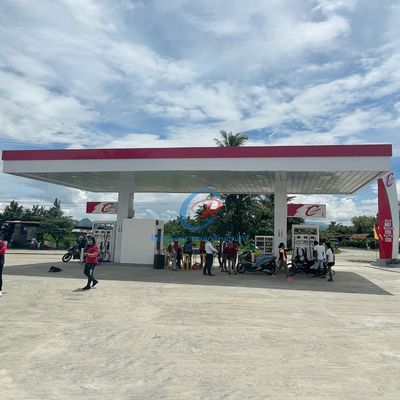 पेट्रोल पंप के लिए टिकाऊ कस्टम स्टील कैनोपी धातु छत