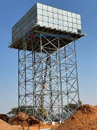 एचडीजी जस्ती इस्पात के पैनलों को बोल्ट किया गया 30000 लीटर पानी का टैंक टावर पर खड़ा है