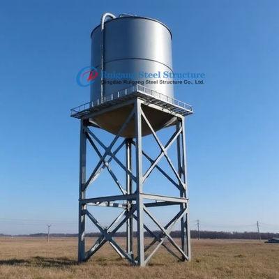 ऊंचा पानी टैंक स्टैंड टॉवर 12m 100m3 जस्ती स्टील पैनल पानी टैंक